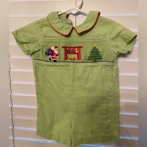 12 mo Christmas Smocked Shortall